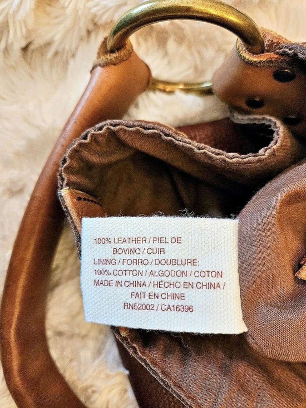 Y2K✨️Lucky Brand☆Brown Leather Slouchy Hobo Bag With Whipstitch - Picture 10 of 13